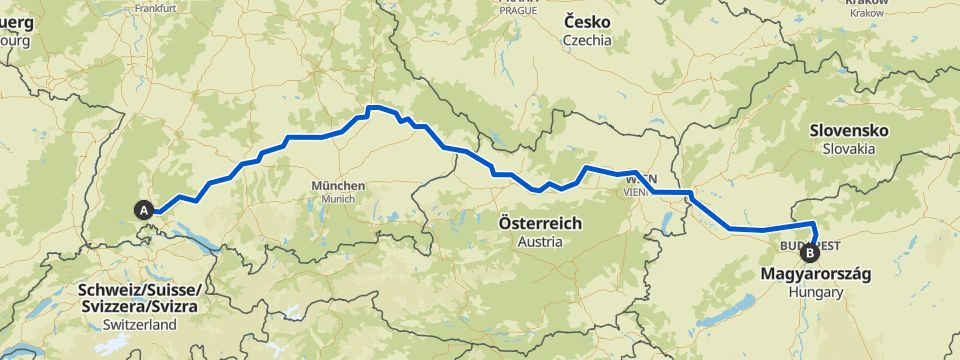 Danube Cycle Path Map The Danube Cycle Path — 27 Stages From Donaueschingen To Budapest