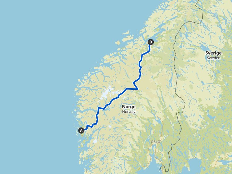 Abschnitt 6 Von Bergen nach Nidarosdom, Trondheim | bike Tour | Komoot