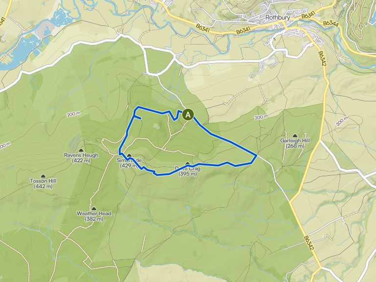 Little Church Rock & Simonside to Dove Crag loop from Simonside ...