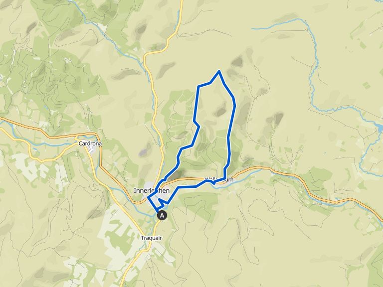 Pirn Craig, Priesthope Hill en de River Tweed lus vanaf Innerleithen ...