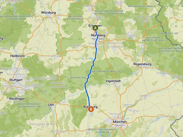 Sany 4.0 Erlangen - Augsburg (2/2) | Rennrad-Tour | Komoot