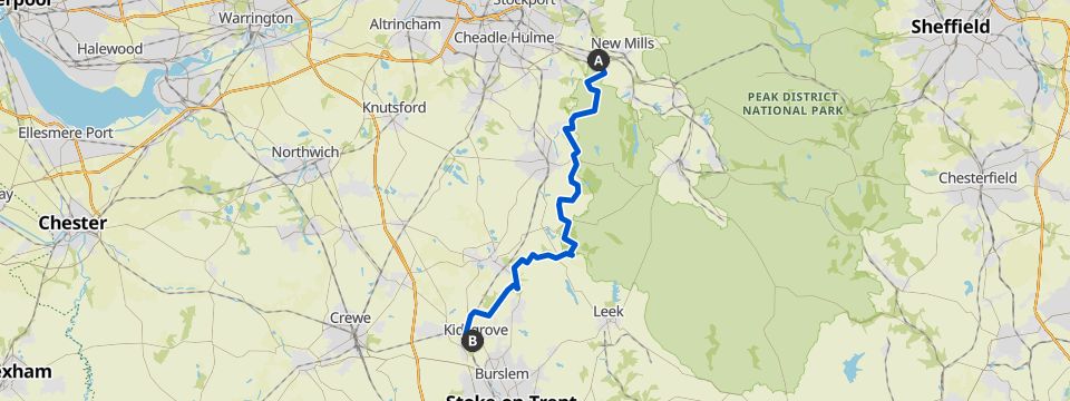 Gritstone Trail Route Map A Panoramic Ridge Hike Through Cheshire's Finest Scenery — Gritstone Trail  | Hiking Collection By Komoot