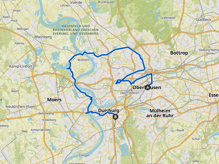 fahrrad route uni duisburg nach oberhausen hbf